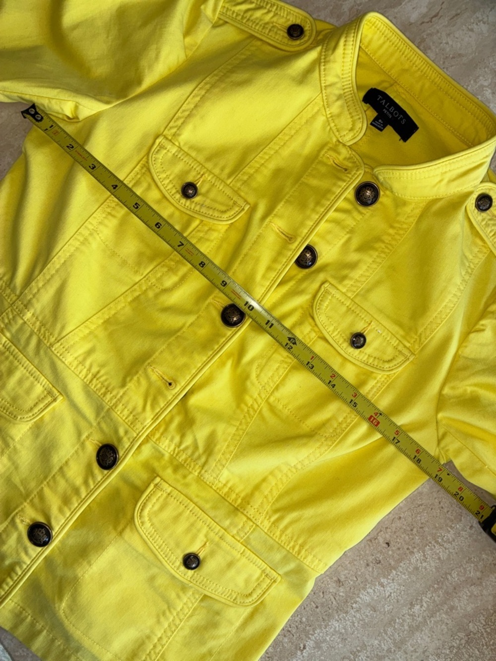 Talbots Jacket, Women 8P, Yellow, Military Styling, Buttons, Flap Pockets. Euc - Picture 12 of 14